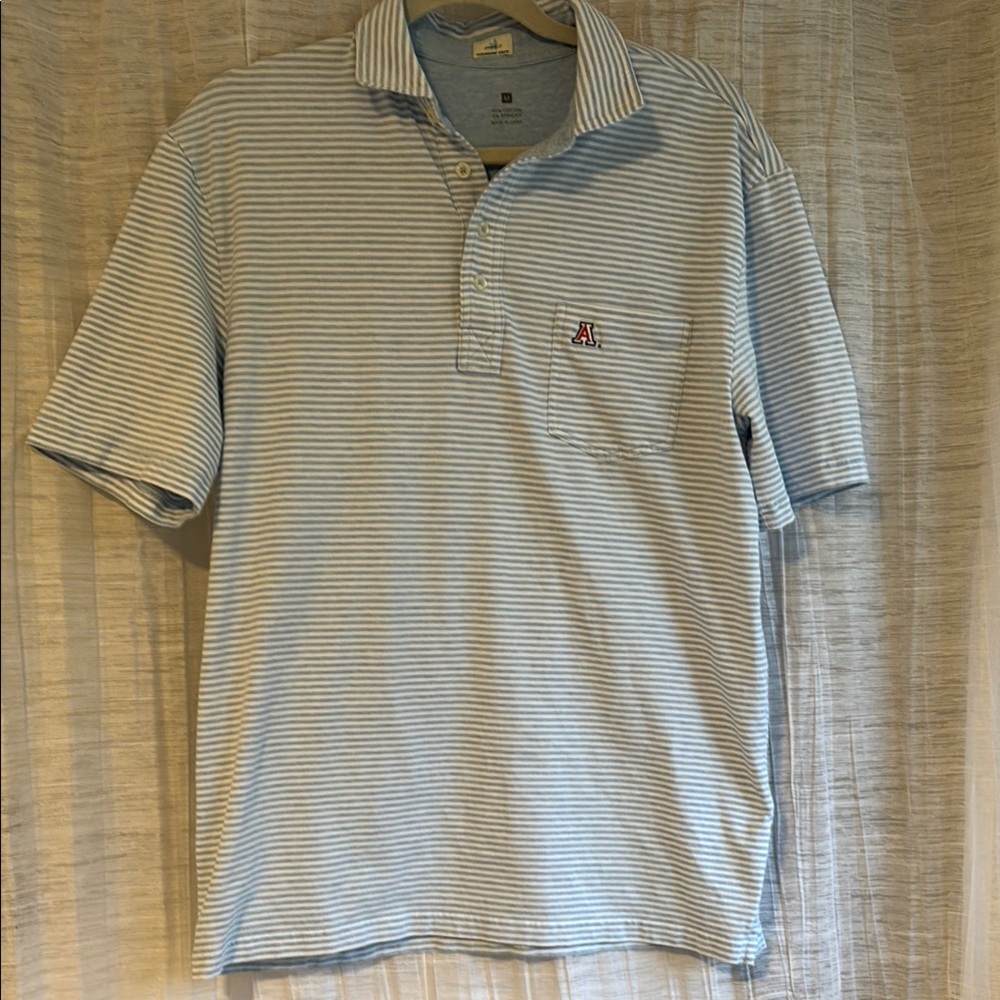 Johnnie-O University of Arizona Light Blue Striped Polo Shirt